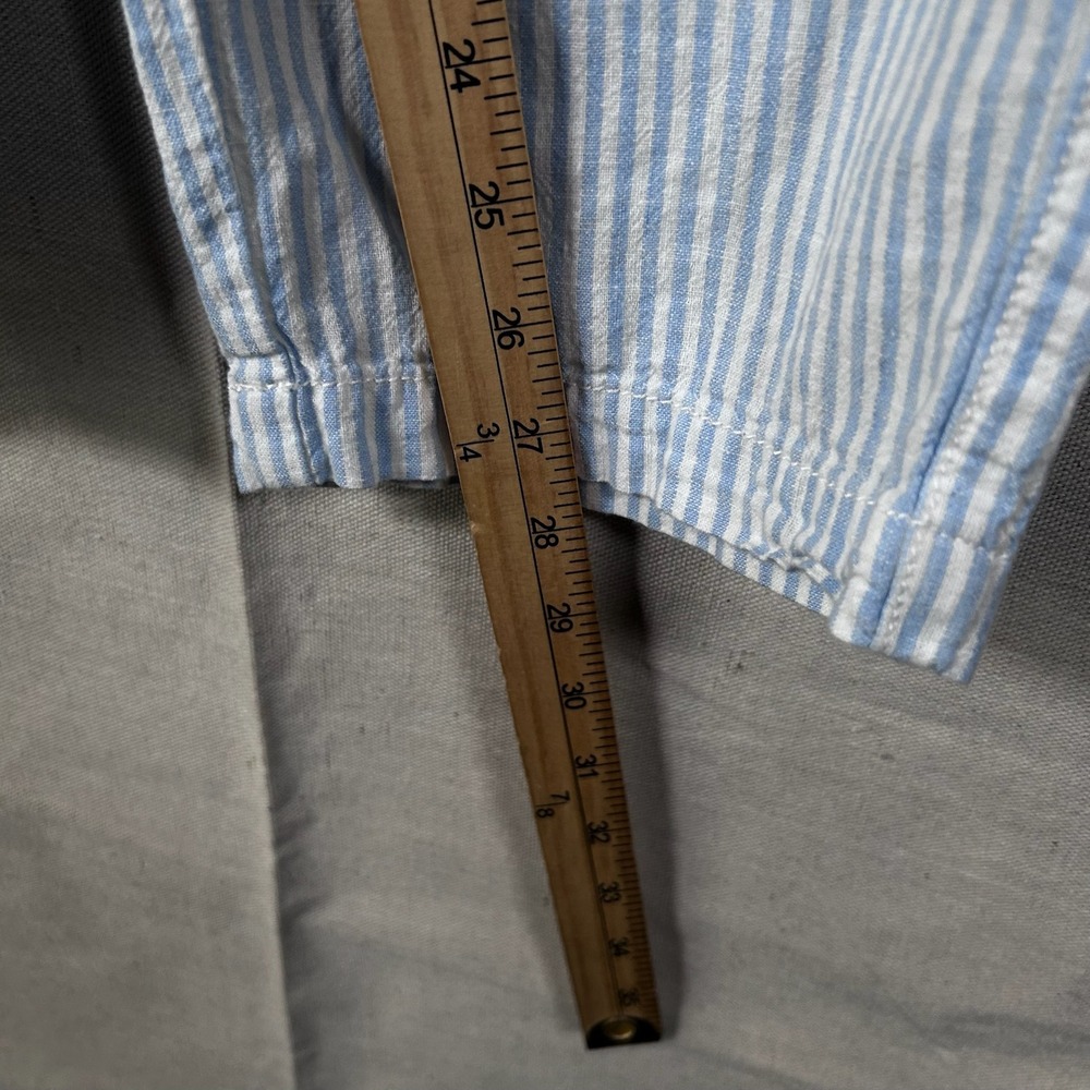 Anthropologie Blue White Striped Linen Blend Drawstring Pants Womens Medium - Picture 7 of 7